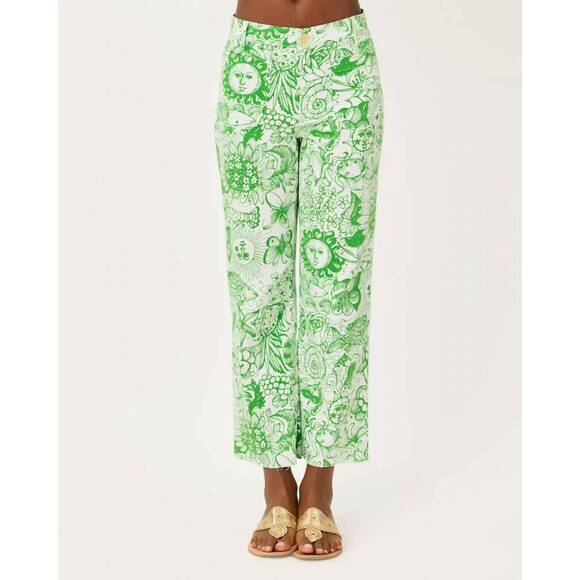 LILLY PULITZER Denim - NEW LILLY PULITZER harleen high rise crop jean in putting green fleur de lilly
